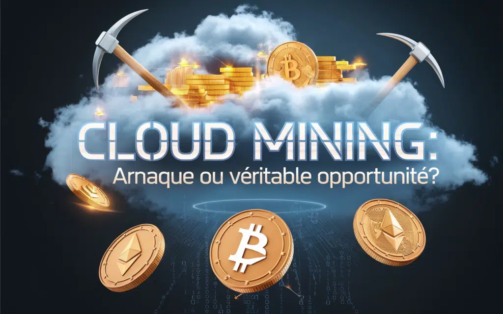 Image concept cloud mining avec symboles de cryptomonnaies