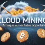 Image concept cloud mining avec symboles de cryptomonnaies