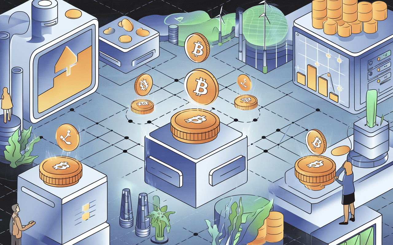 illustration du staking des tokens cryptographiques dans un réseau