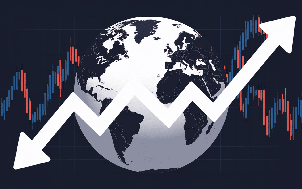 Globe avec graphiques économiques favorables au Bitcoin