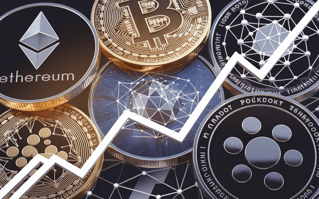 symboles de diverses crypto-monnaies pour le bull run 2025
