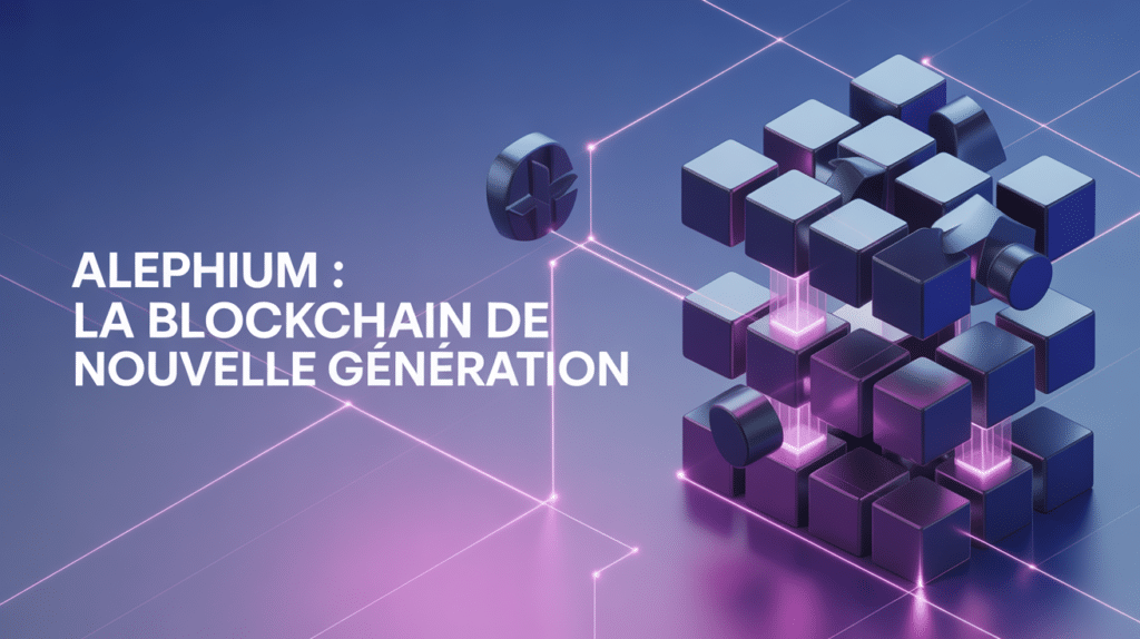 Illustration 3D de blockchain Alephium fragmentée