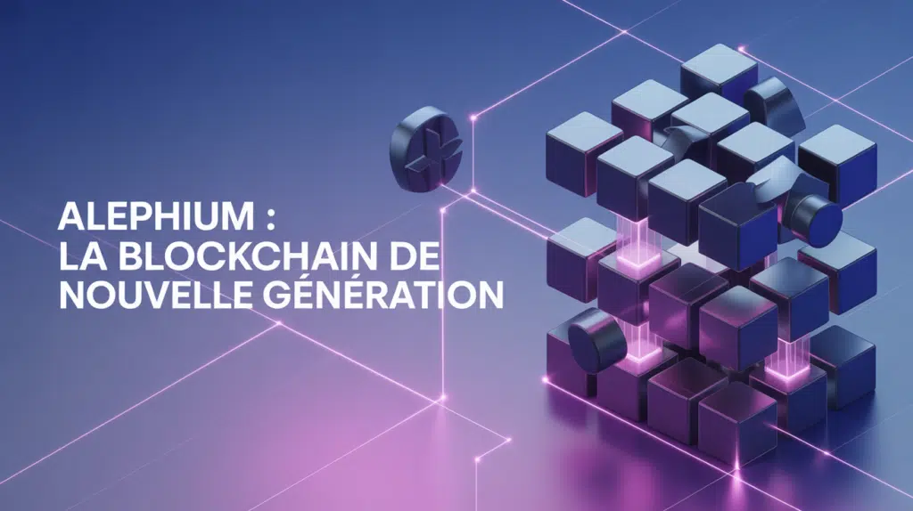 Illustration 3D de blockchain Alephium fragmentée