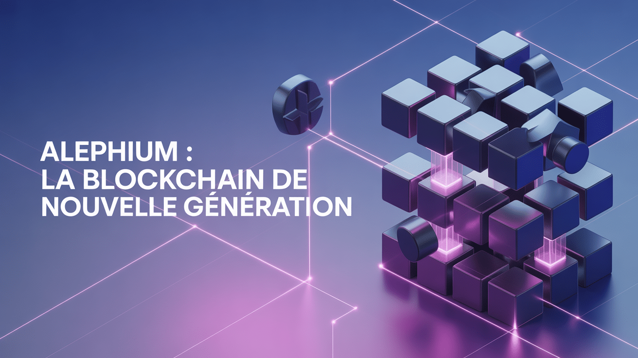 Illustration 3D de blockchain Alephium fragmentée
