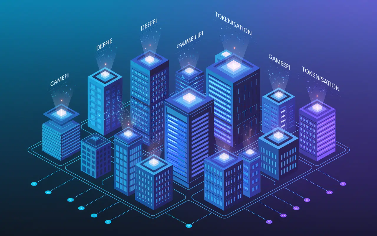 Ville futuriste représentant l'écosystème Alephium