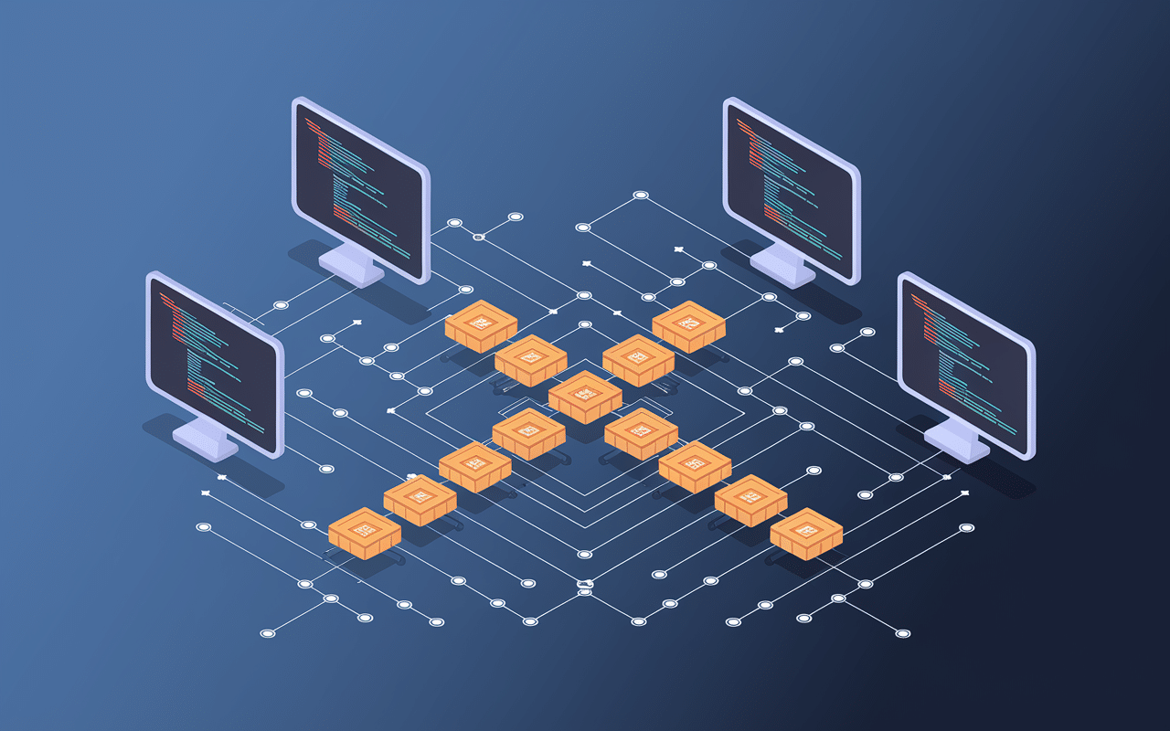 Conception Aptos blockchain avec blocs et ingénieurs
