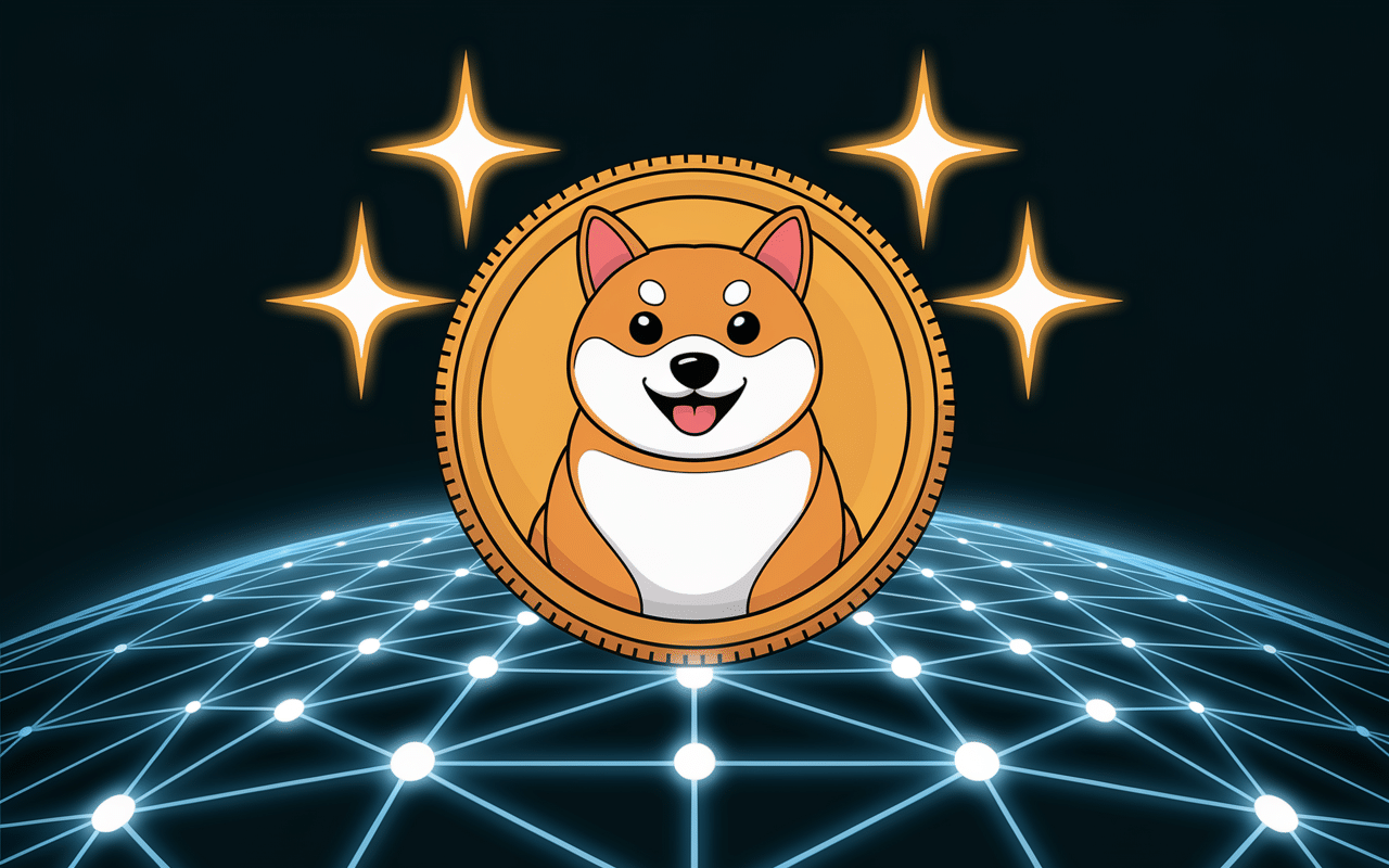 Pièce Bonk shiba survolant réseau Solana