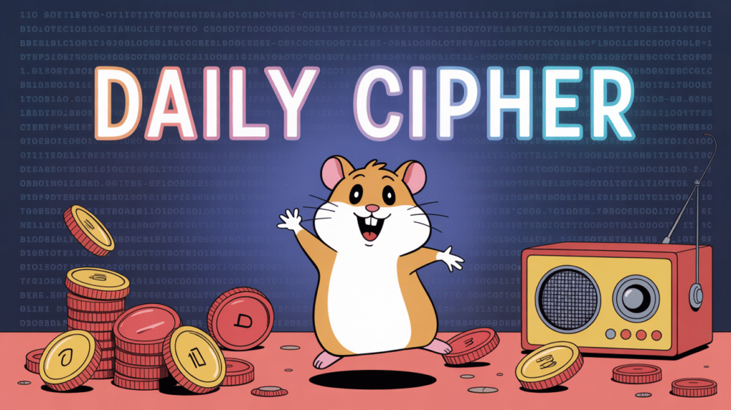 Hamster cartoon avec radio morse et jetons dorés