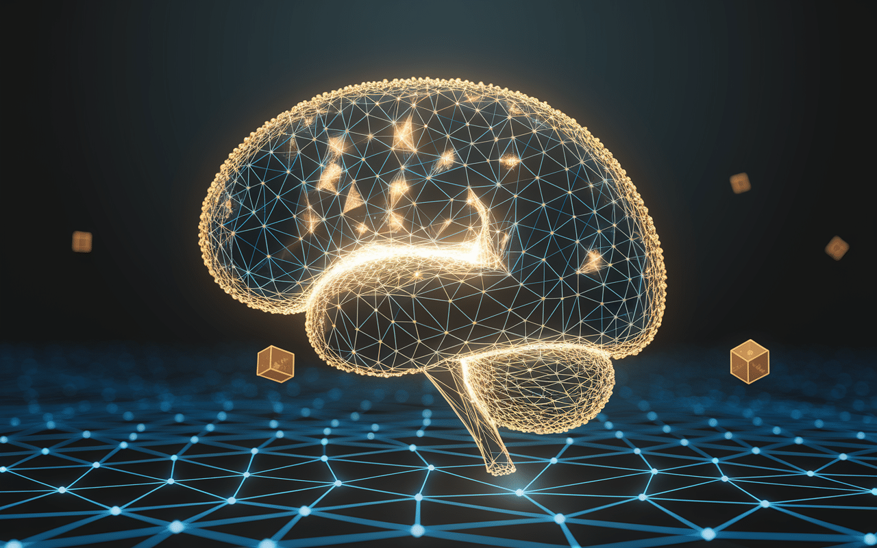 Cerveau numérique tao bittensor avec points lumineux interconnectés