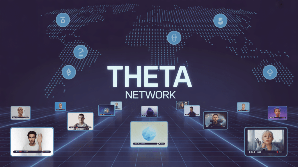 Nœuds blockchain Theta crypto interconnectés