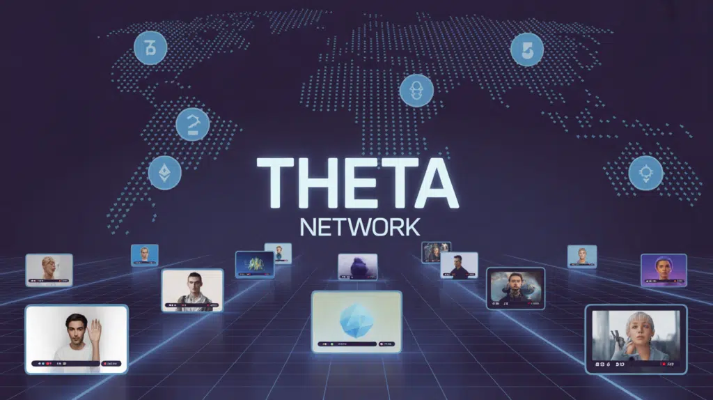 Nœuds blockchain Theta crypto interconnectés