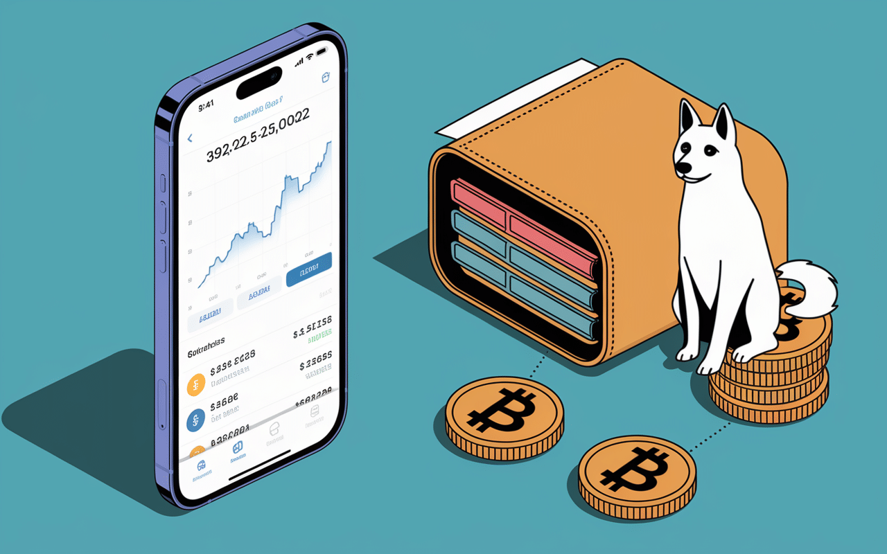 Smartphone échange crypto, portefeuille numérique Tosa Inu