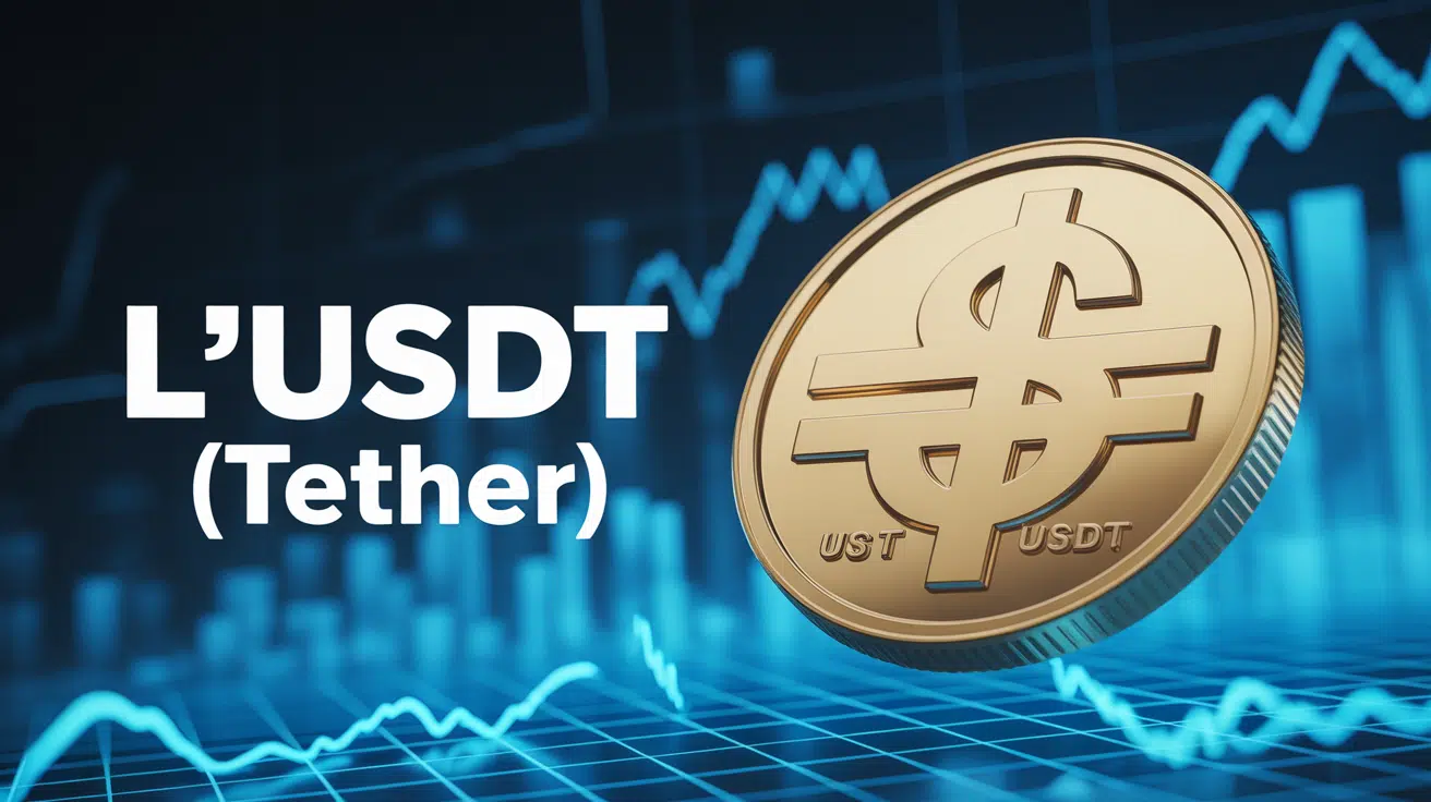 Pièce USDT dorée avec symbole dollar