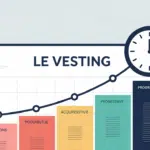 Illustration calendrier vesting avec graphique progression actions
