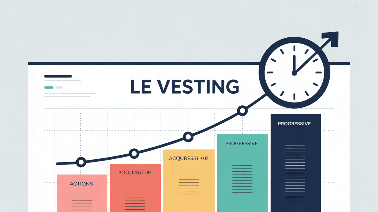 Illustration calendrier vesting avec graphique progression actions