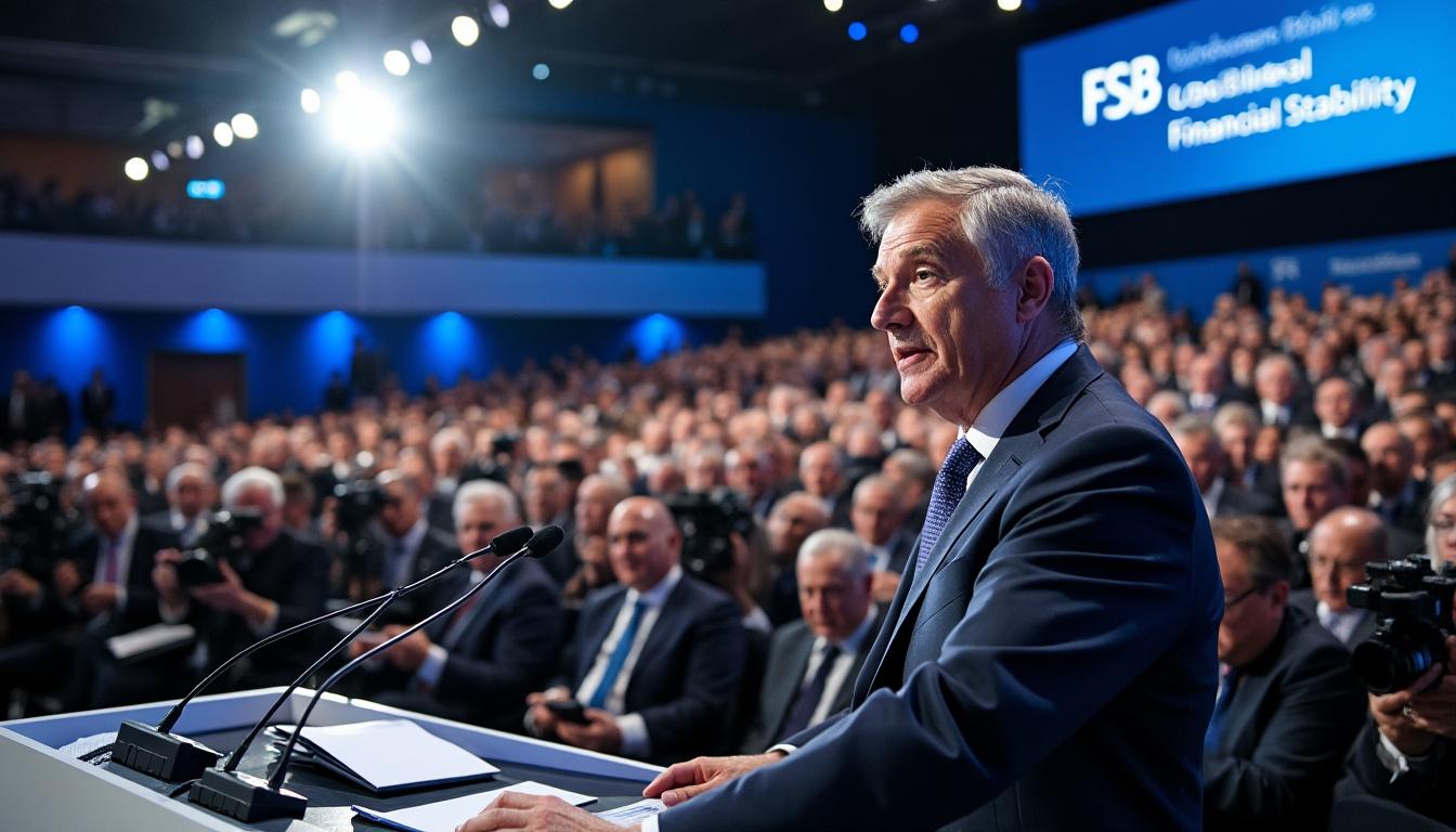 le président du conseil de stabilité financière alerte sur les risques systémiques que posent les cryptomonnaies, soulignant l'importance d'une réglementation adaptée pour protéger l'économie mondiale.